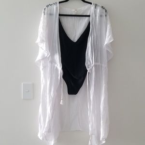 White lace beach cover up